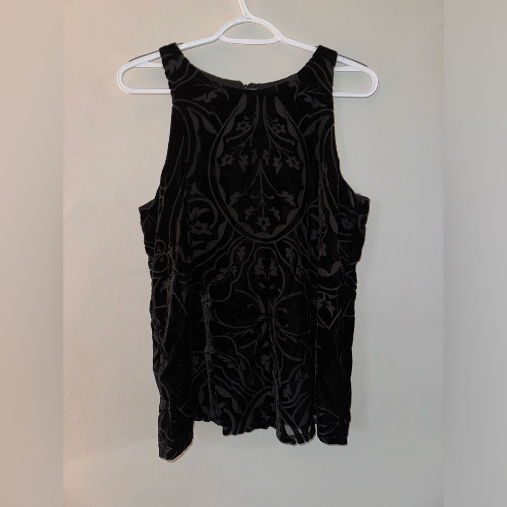 Womens Black Velvet Burnout Tank Top